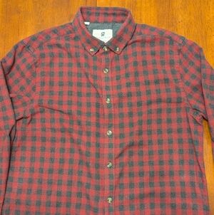 Steel & Jelly Red and Charcoal Plaid Flannel Casual Shirt